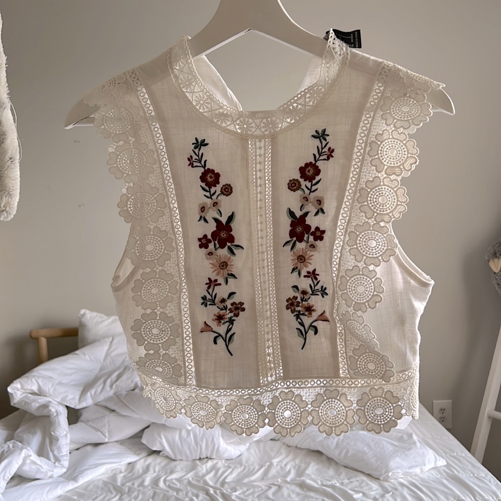 Crop embroidery/crochet top